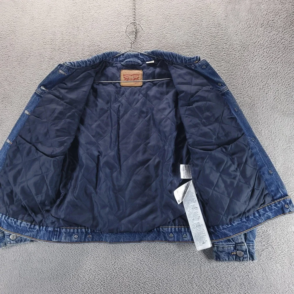 Levis Jacket Mens S Blue Denim Trucker Quilted Lined Button Front Pockets Casual